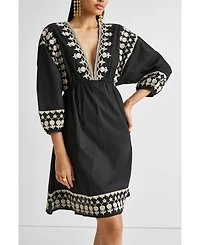 Reistor Women's Deep V Embroidered Dress