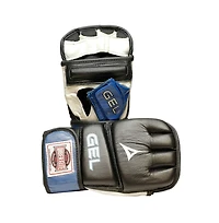 Gel Sparring Mma Glove, Real Leather Combat Mitts, Shock Absorbing Gel Padding for Grappling, Punching Bag, Cage Fighting, Muay Thai, Ufc Training, Op