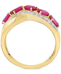 Effy Ruby (2-3/8 ct. t.w.) & Diamond (1/6 ct. t.w.) Statement Ring in 14k Yellow Gold