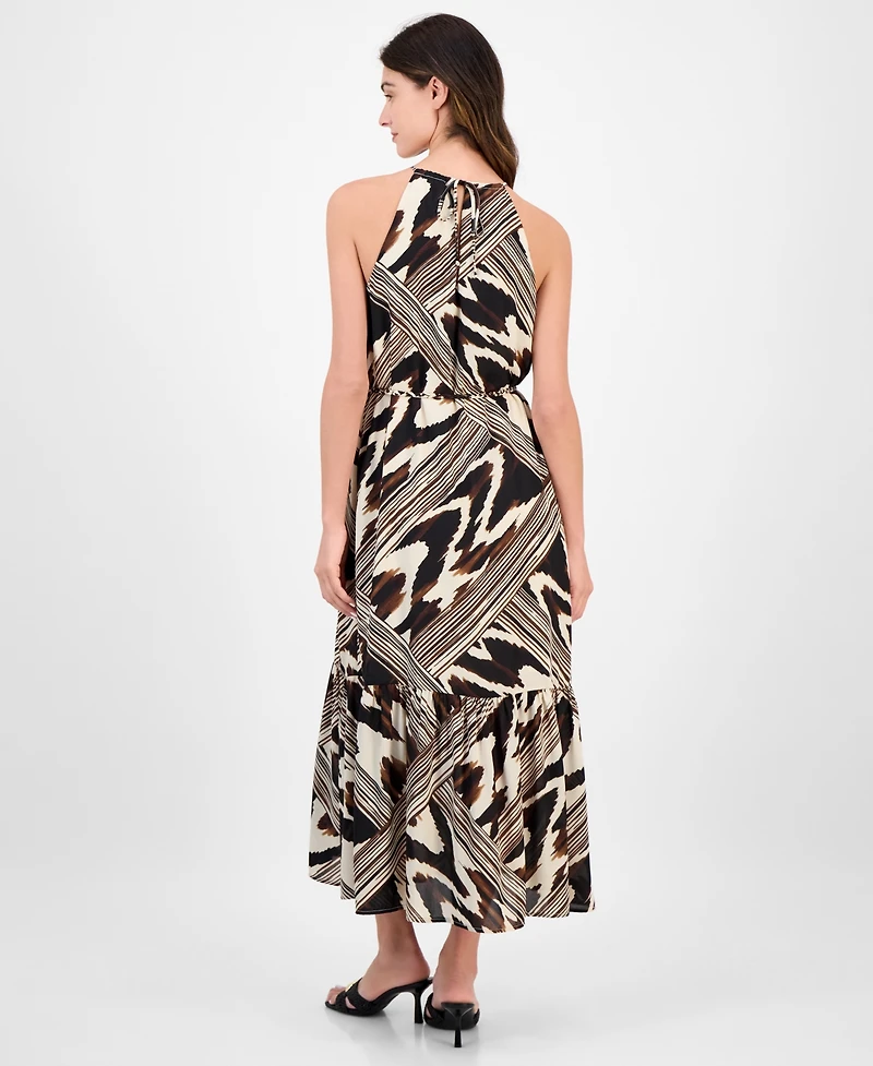 Anne Klein Women's Printed Halter-Neck Sleeveless Midi Dress