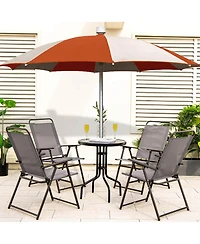2pcs Patio Folding Sling Chairs Dining Armrest Backrest Outdoor Portable