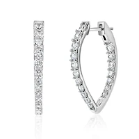 Suzy Levian Sterling Silver Cubic Zirconia Teardrop Hoop Earrings