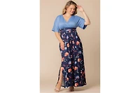 Kiyonna Plus Havana Color Block Maxi Dress