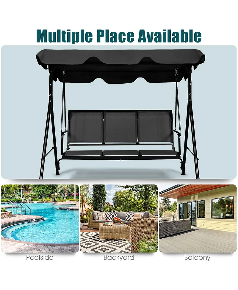 Gymax Outdoor Porch Swing Canopy Patio Swing Chair 3 Person Canopy Hammock