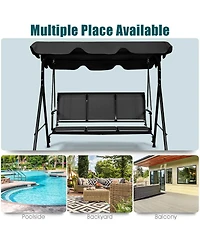 Gymax Outdoor Porch Swing Canopy Patio Swing Chair 3 Person Canopy Hammock