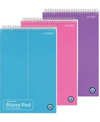 Enday Steno Pads Spiral 6 X 9 Inches Gregg Rule White Paper 80 Sheets Steno Notebook For Writing In Pink Purple Green Blue Red Grey Color May Vary 3 Pack