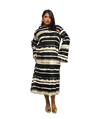Fashion-szn Curve Women's Striped Plisse Midi Dress