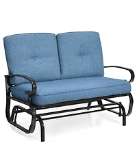 Glider Outdoor Patio Rocking Bench Loveseat Cushioned Seat Steel Frame