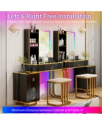 Vanity Table Set with Rgb Led Lights and Wireless Charging Station