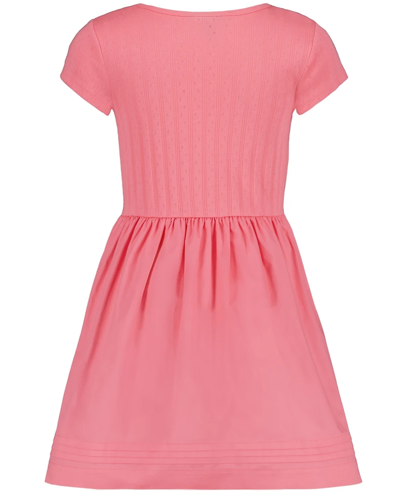 Tommy Hilfiger Toddler and Little Girls Knit To Woven Short Sleeve Dress
