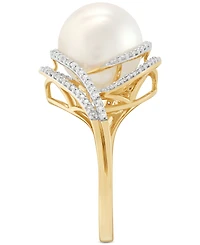 Honora Ming Freshwater Pearl (11-12mm) & Diamond (1/3 ct. t.w.) Statement Ring in 14k Yellow Gold