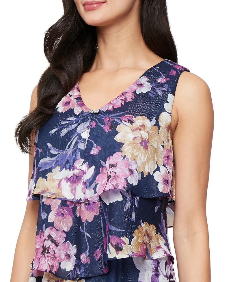 Sl Fashions Women's Sleeveless Chiffon A-Line Dress