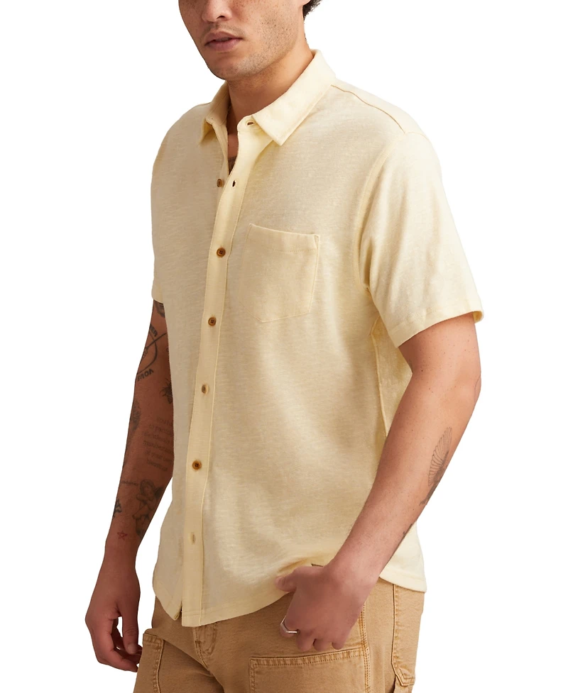 Lucky Brand Men's Linen Short Sleeve Button Down Shirt