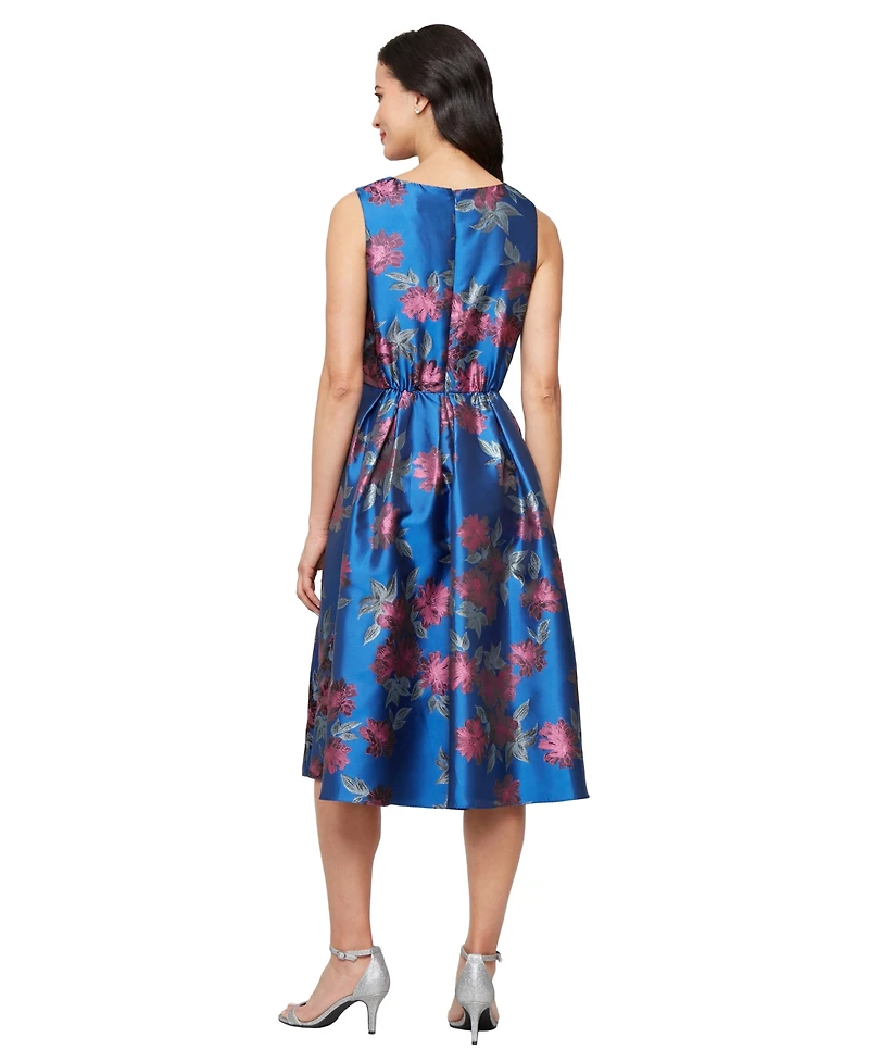 Sl Fashions Petite Metallic Jacquard A-Line Dress