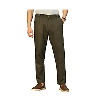 Men's Sacramento Green Ribbed-Pleated Chino Trousers