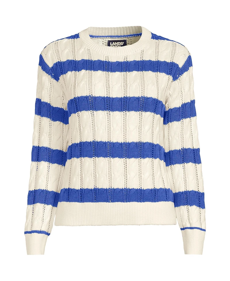 Lands' End Women's Drifter Cable Pointelle Stitch Sweater