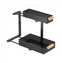 Under Sink Organizer, 2 Packs 2 Tier Under Sink Organizers and Storage, Slide Out Pull Out Cabinet Organizer Shelf, Metal Sliding Drawer for Kitchen B