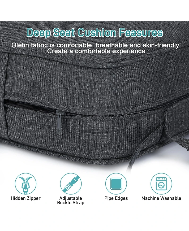 Aoodor 23'' x 26'' Outdoor Deep Seat Chair Cushion Set, Olefin Fabric, Slipcover with Sponge Foam, (Set of 2 Seats, 2 Backs