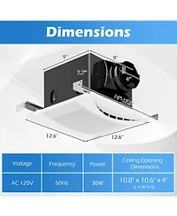 110 Cfm Ceiling Mount Exhaust Ventilation Fan with Metal Housing