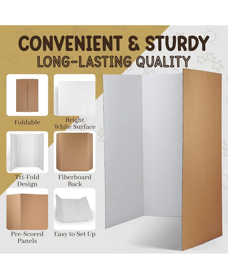 Trifold Poster Board 36" x 48" White Presentation Board