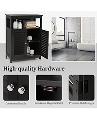 Wood Freestanding Bathroom Storage Cabinet with Double Shutter Door