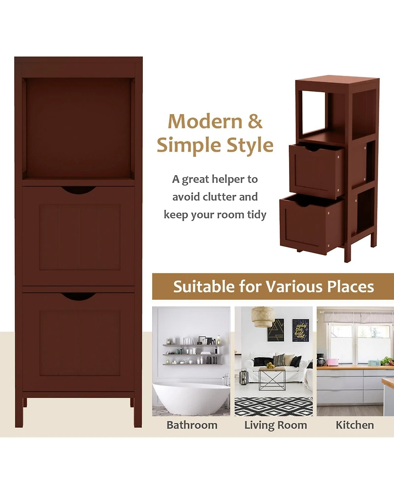 Freestanding Storage Cabinet with 2 Removable Drawers for Bathroom