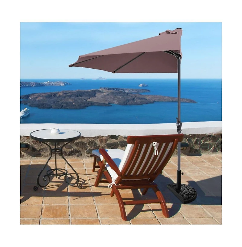 9 Feet Patio Bistro Half Round Umbrella without Weight Base