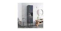 Free-Standing Bathroom Cabinet Narrow Linen with Doors and Drawer