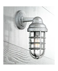 John Timberland Marlowe Industrial Outdoor Wall Lights Set of 2 Galvanized Steel Cage Frame 13 1/4" Clear Glass for Post Exterior Barn Deck House