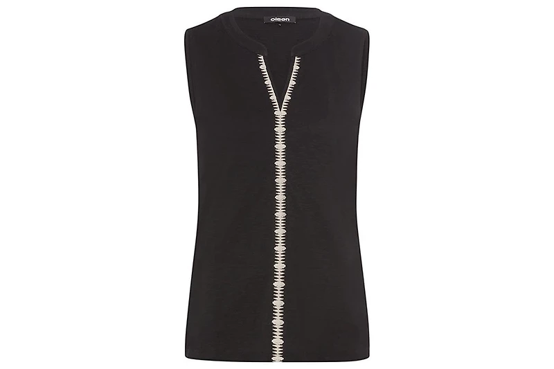 Olsen Women's Sleeveless Embroidered Detail Top