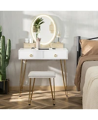 Vanity Desk with Mirror and Lights for Bedroom