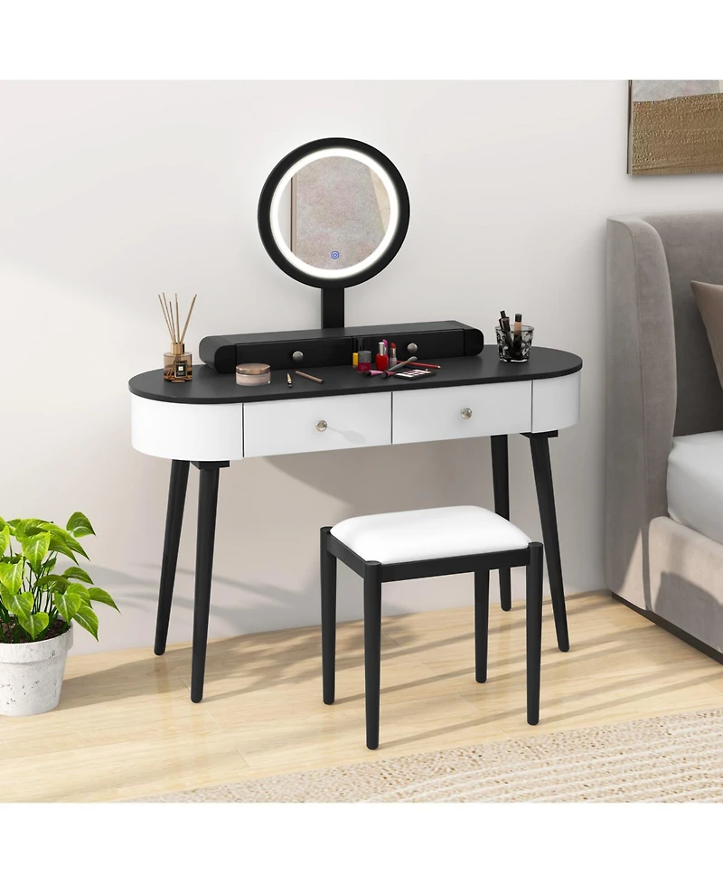 Makeup Vanity Table Set with Led Mirror and 3 Spacious Drawers