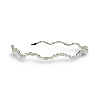 Wavy Beaded Headband - White