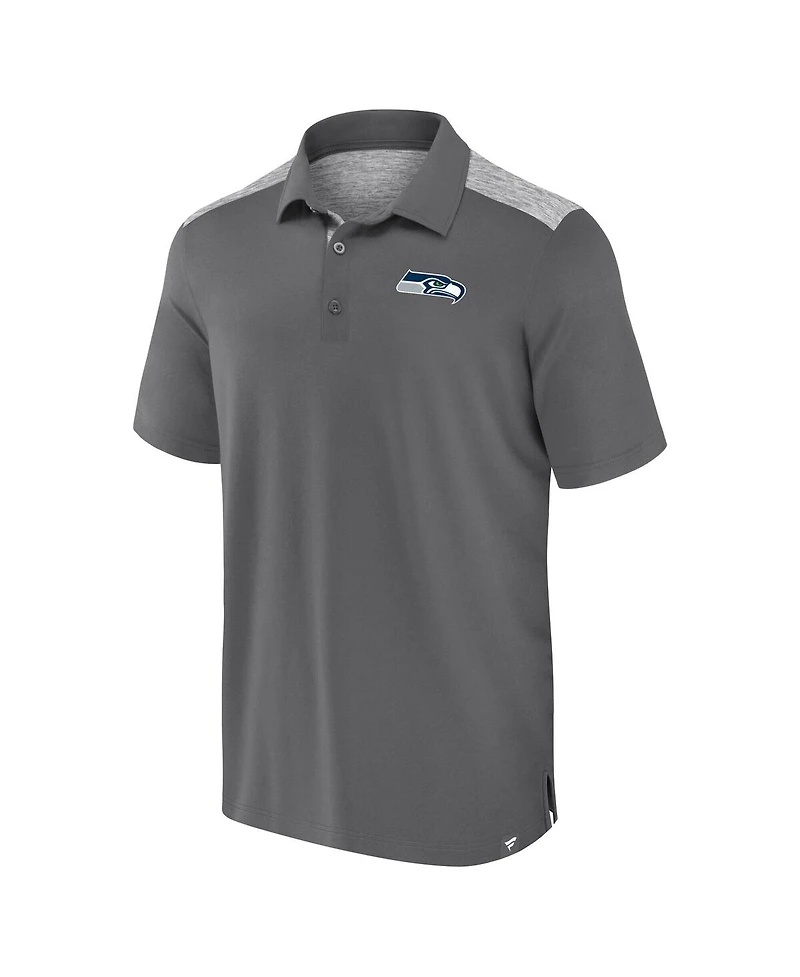 Fanatics Men's Heather Gray Seattle Seahawks Long Shot Polo Shirt