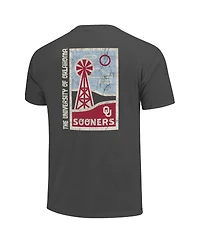 Image One Men's Graphite Oklahoma Sooners Comfort Colors Minimal Vista Distressed Graphics T-Shirt
