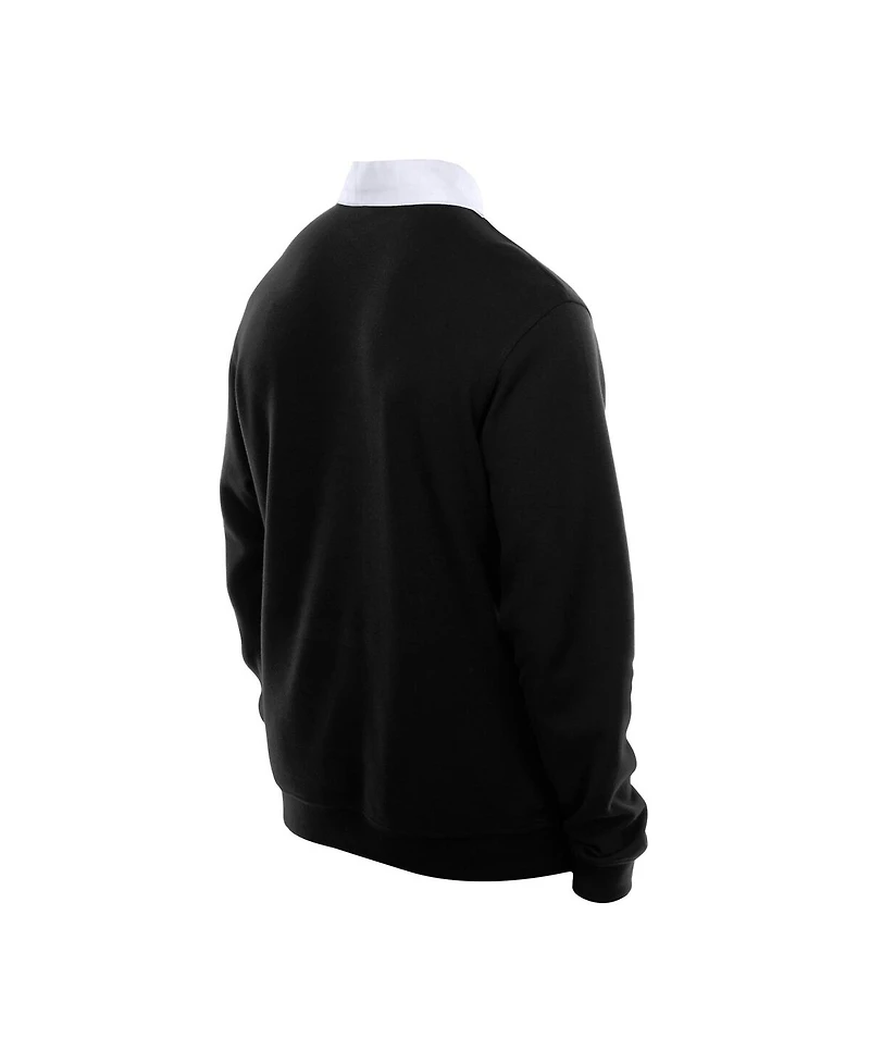 New Era Men's Black San Francisco Giants Throwback Prep Color Block Rugby Polo Shirt