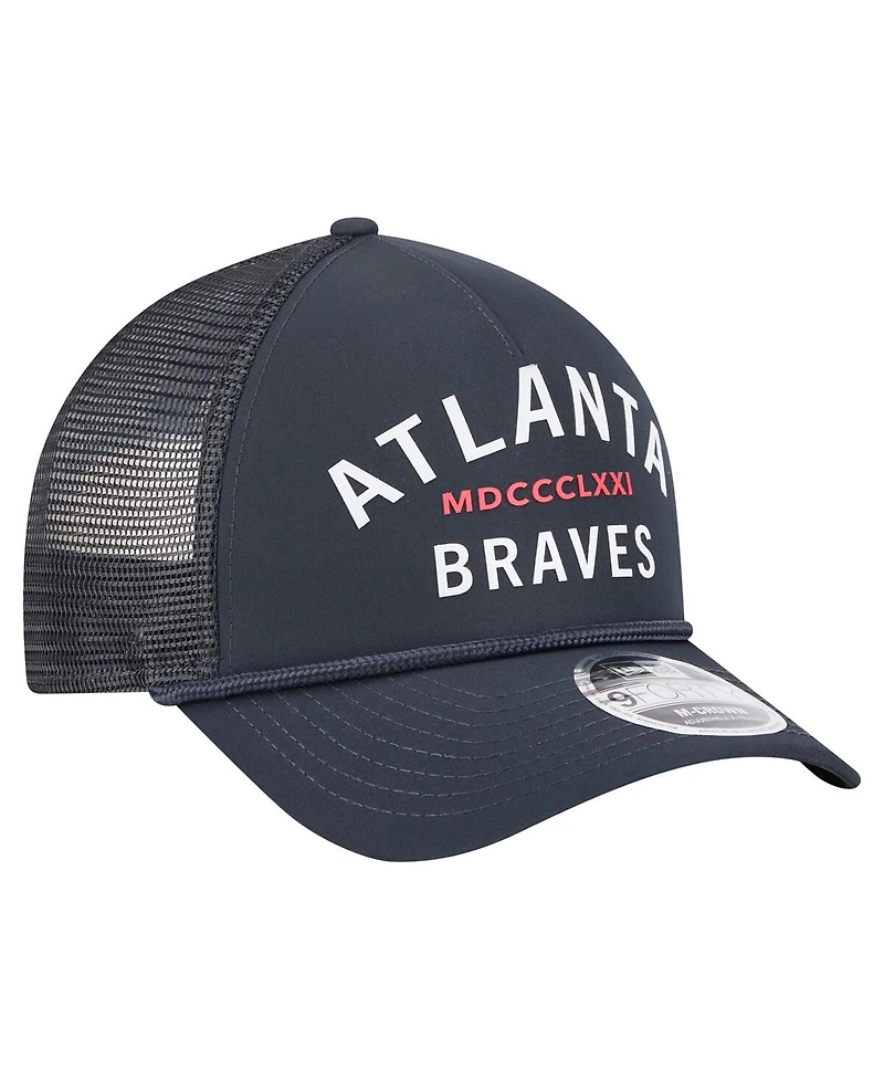 New Era Men's Navy Atlanta Braves Minimalist 9FORTY A-Frame Adjustable Hat