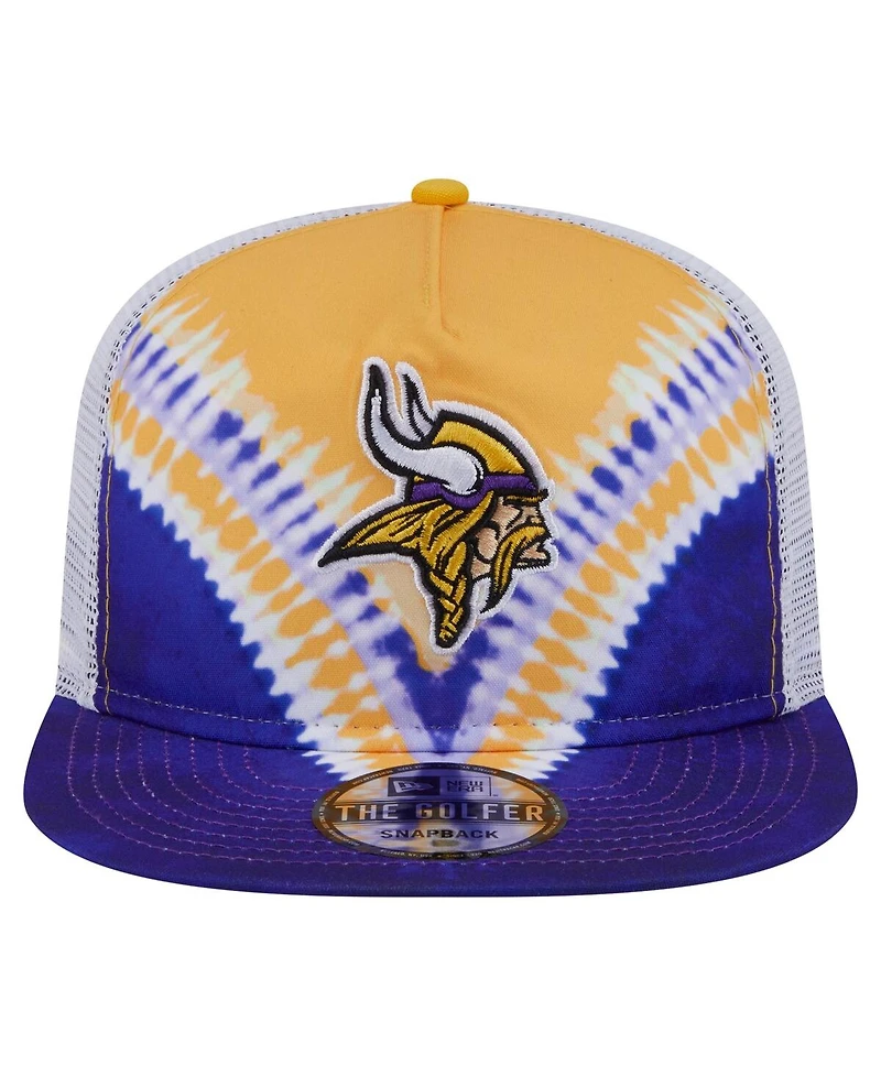 New Era Men's Gold/Purple Minnesota Vikings Throwback Dye Golfer Snapback Hat