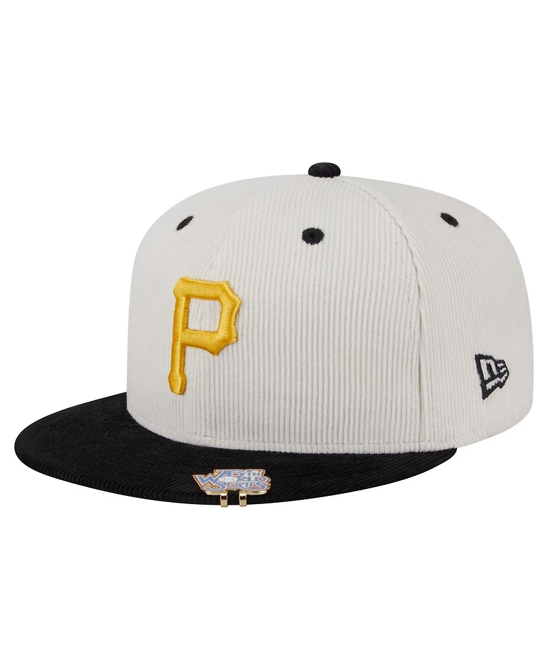 New Era Men's Cream/Black Pittsburgh Pirates Two-Tone Corduroy 59FIFTY Fitted Hat