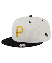 New Era Men's Cream/Black Pittsburgh Pirates Two-Tone Corduroy 59FIFTY Fitted Hat