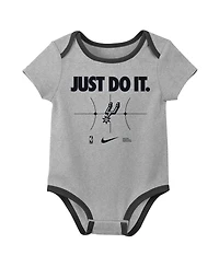Nike Newborn Black/Gray San Antonio Spurs Just Do It 2-Pack Bodysuit Set
