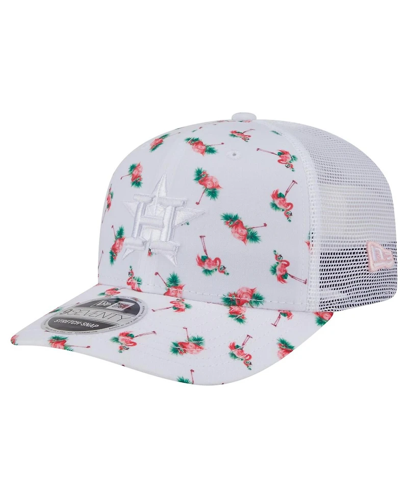New Era Men's White Houston Astros Flamingo Mesh Back 9SEVENTY Stretch-Snap Hat