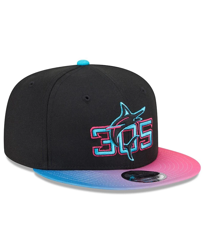 New Era Men's Black/Pink Miami Marlins 2025 City Connect 9FIFTY Snapback Hat