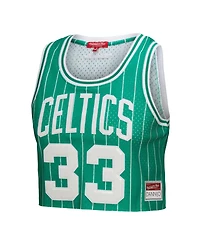 Mitchell & Ness X Dannijo Women's Larry Bird Kelly Green Boston Celtics Fashion Cropped Basketball Jersey