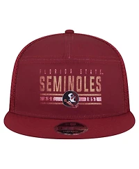 New Era Men's Garnet Florida State Seminoles Split Panel 9FIFTY Snapback Trucker Hat