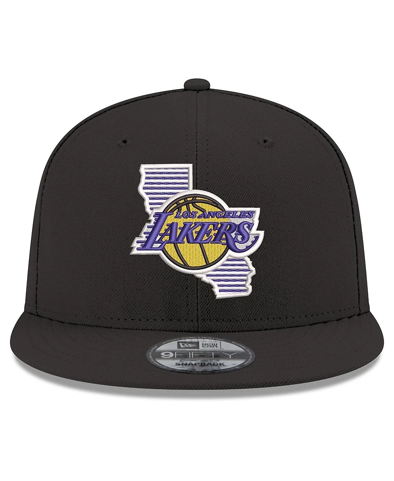 New Era Men's Black Los Angeles Lakers State Pride 9FIFTY Snapback Hat