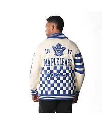 The Wild Collective Men's and Women's Cream Toronto Maple Leaf's Jacquard Full-Zip Sweater