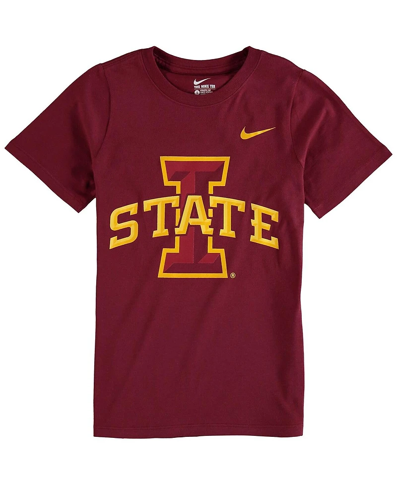 Nike Big Boys and Girls Cardinal Iowa State Cyclones Cotton Logo T-Shirt