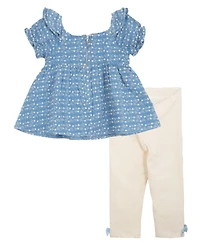 Rare Editions Baby Girls 2-Piece Embroidered Top and Leggings Set