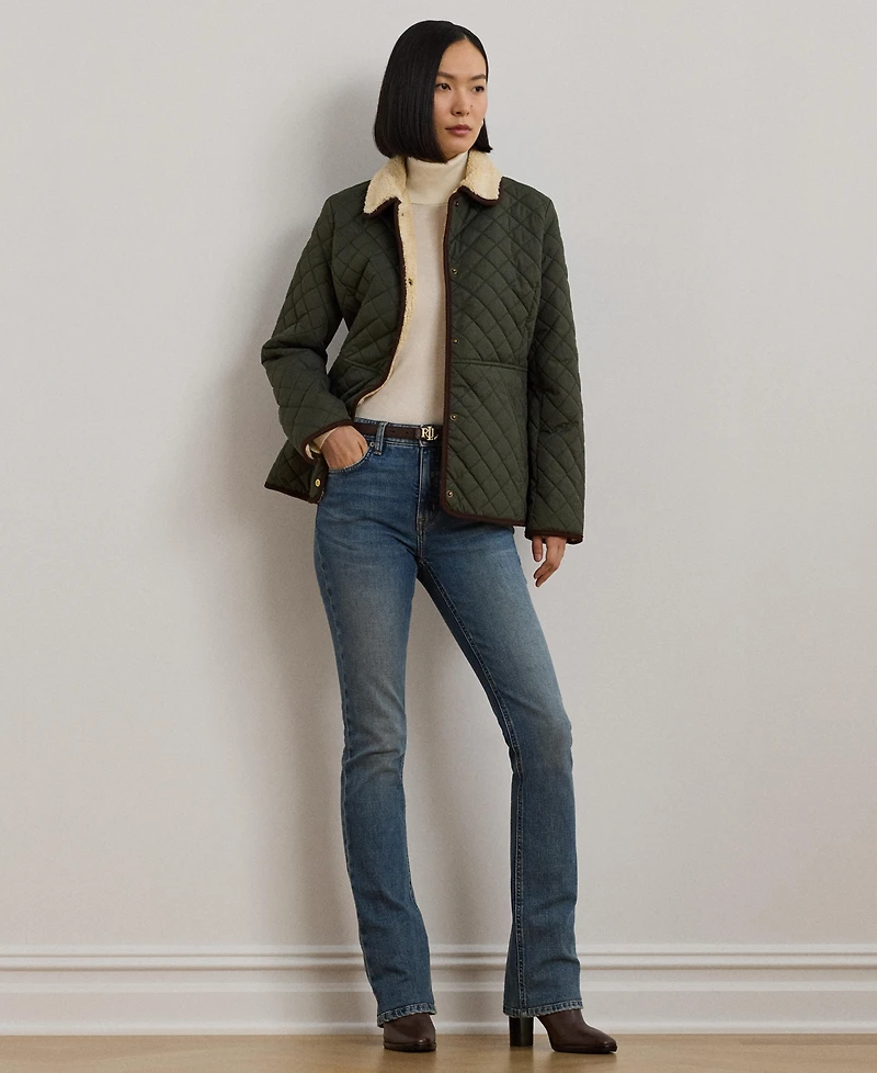 Lauren Ralph Women's Faux-Sherpa-Collar Quilted Coat